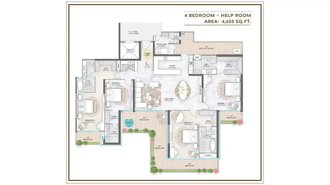 4 BHK + Help Room