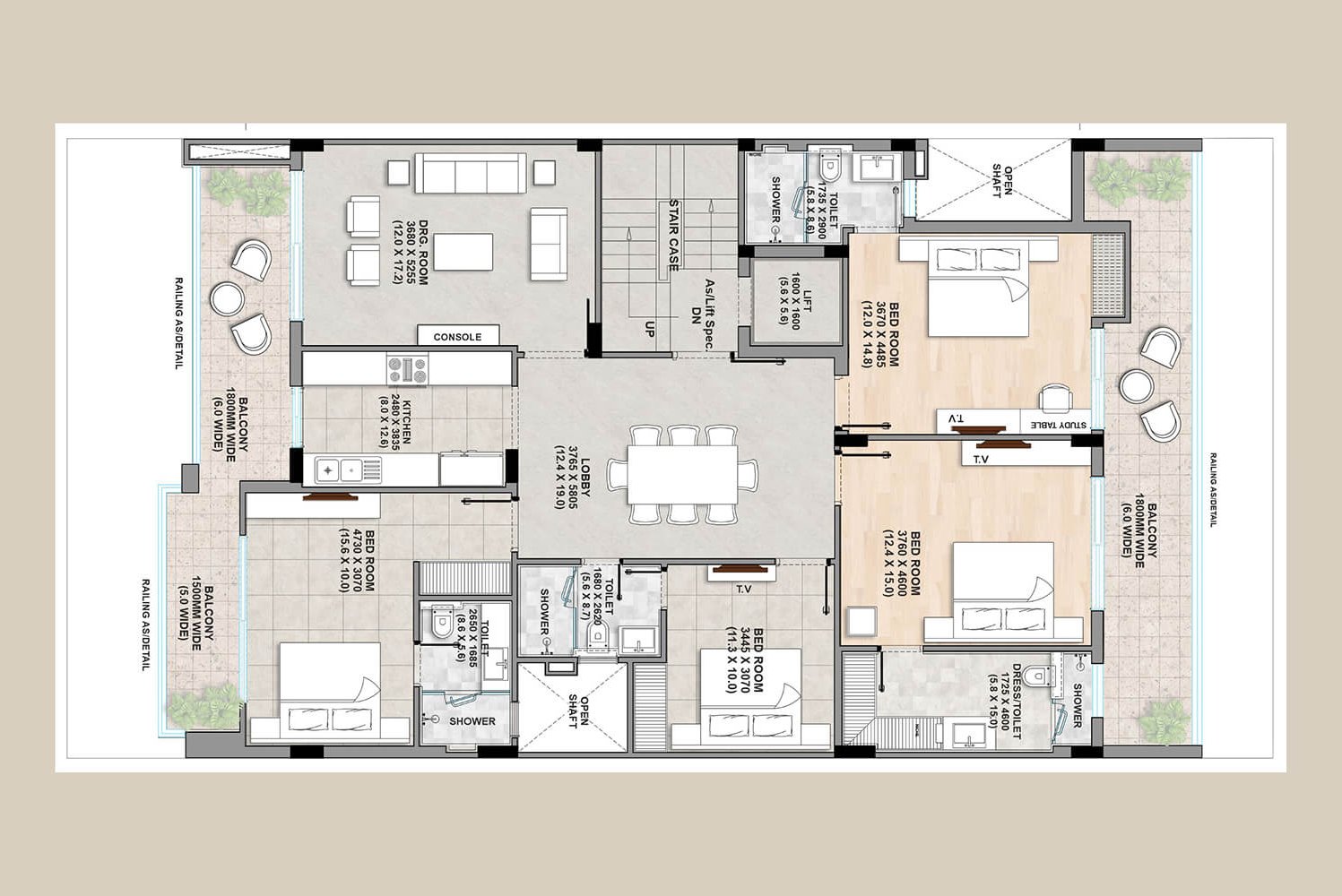 4 BHK + Servant Floor