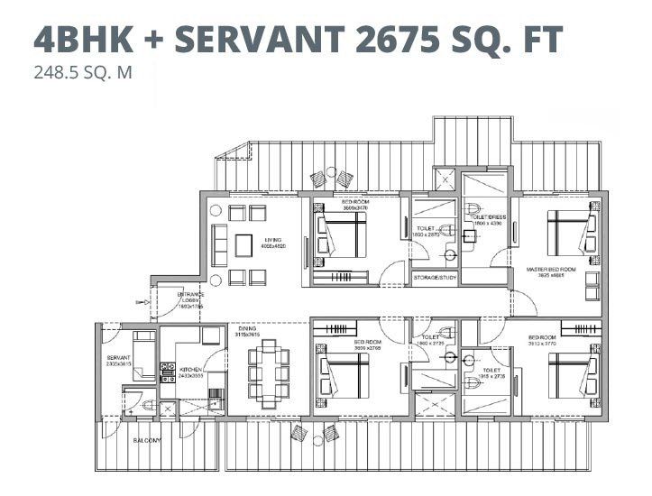4 BHK + Servant ( 2675 Sq. Ft. )