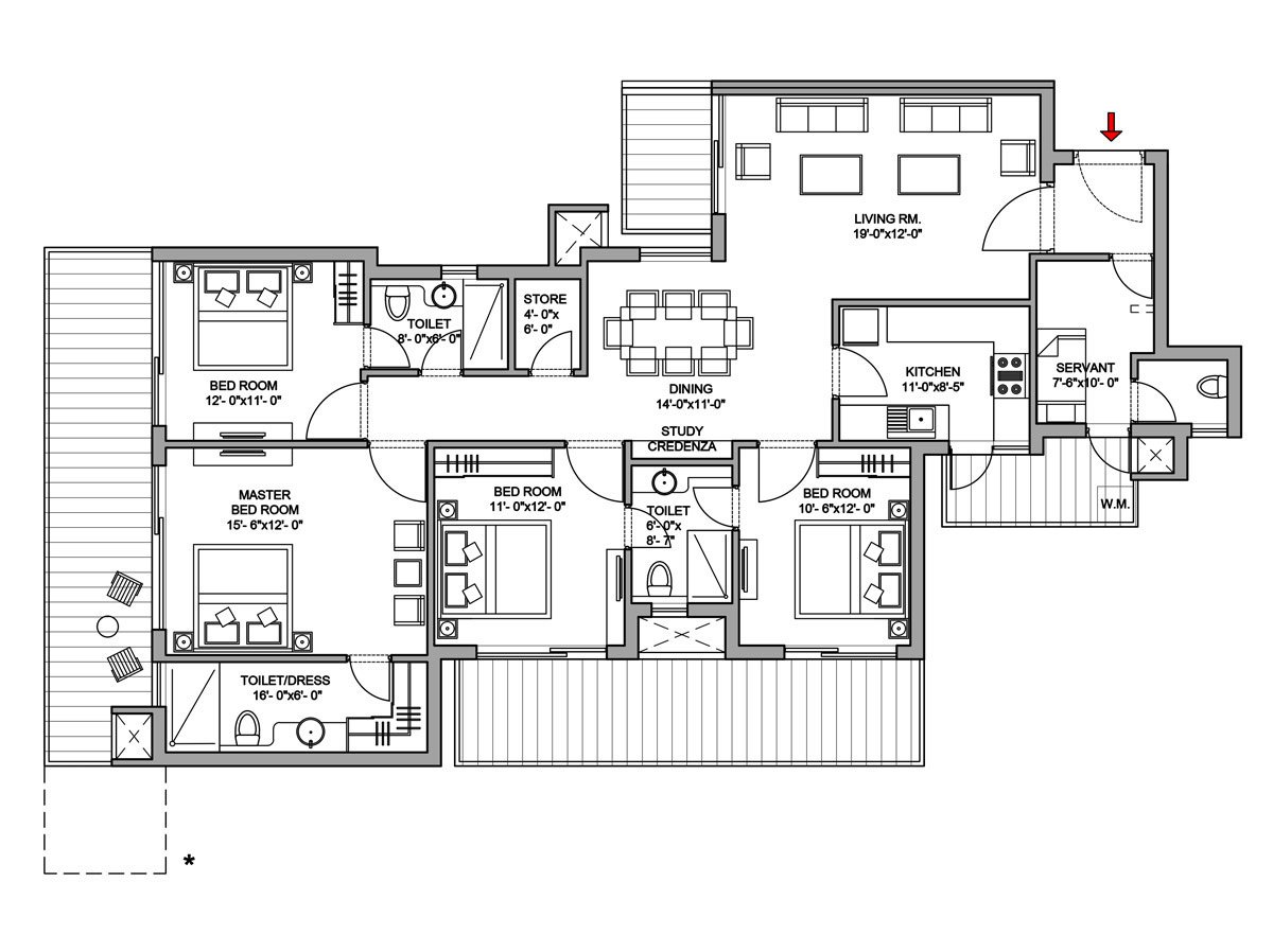 4BHK + SQ (2325 sq ft.)
