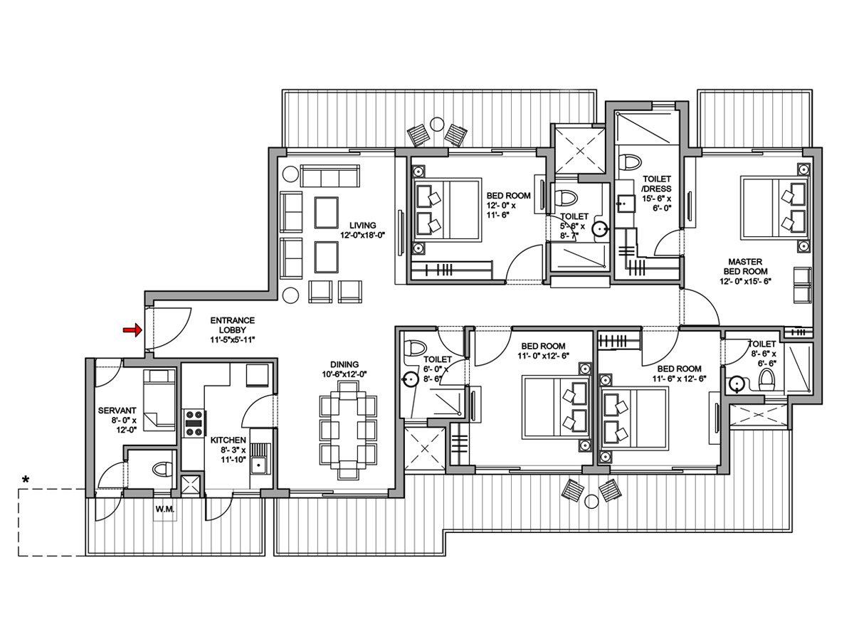 4BHK + SQ (2475 sq ft.)