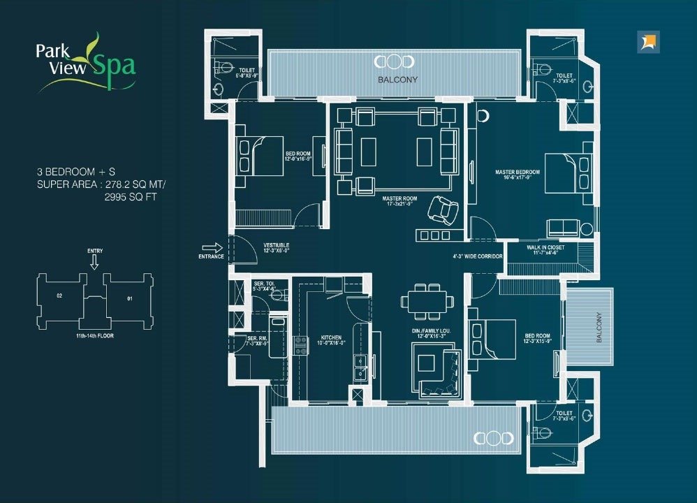 3 Bedroom + SQ (2995 Sq. Ft.)