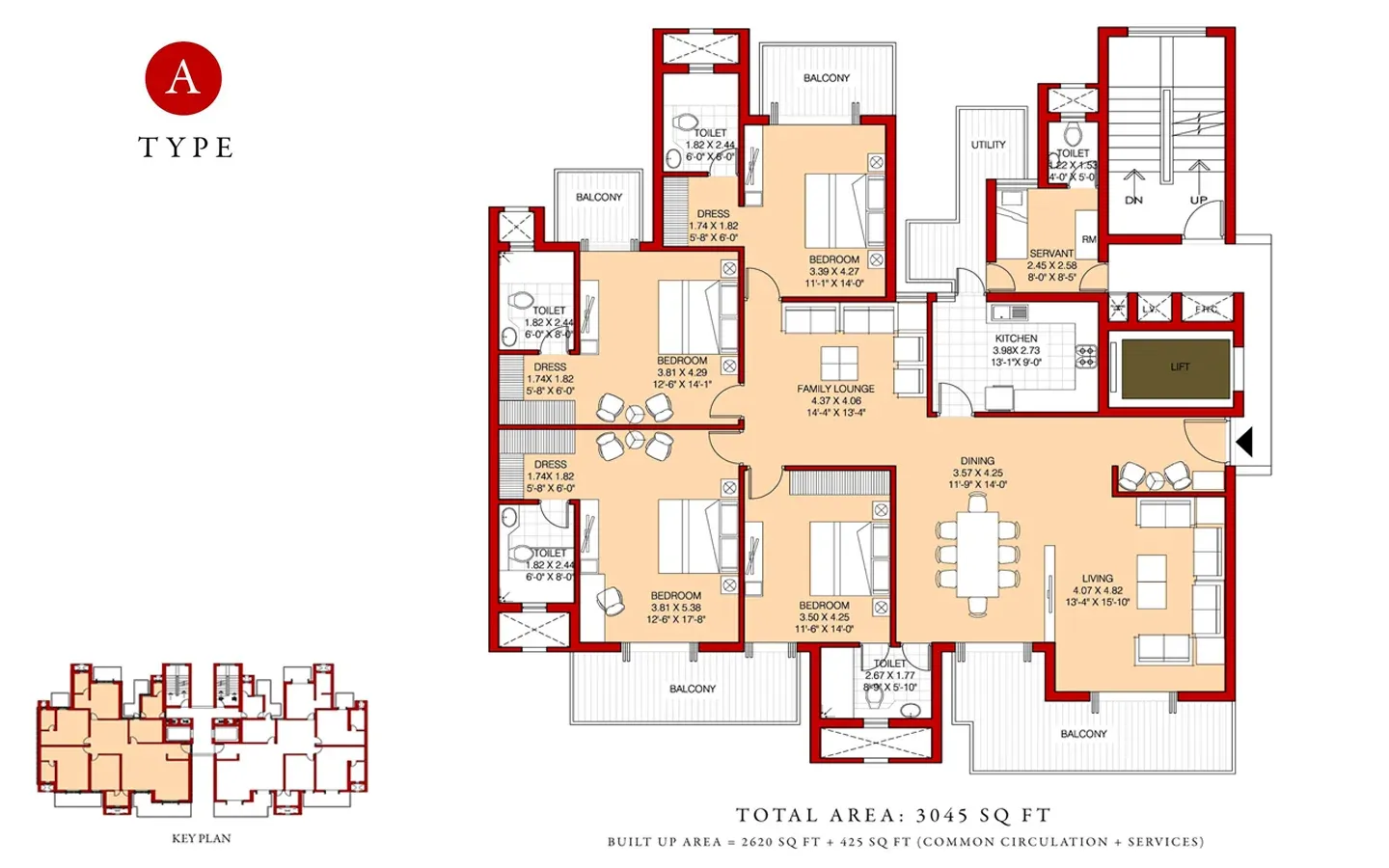4 BHK ( 3045 Sq. Ft. )