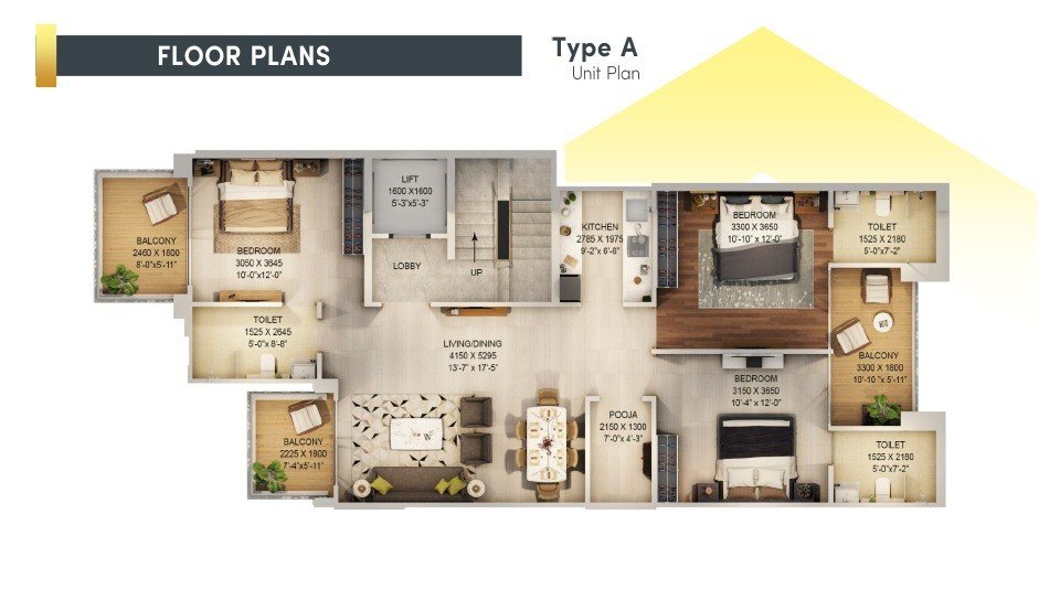 Signature Global City 37D Type A Unit  Floor Plan