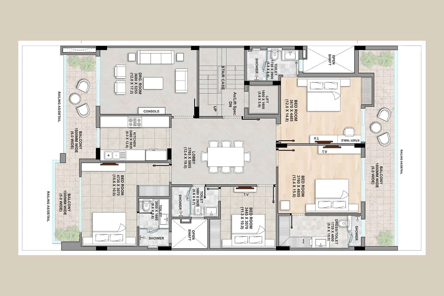 4 BHK + Servant Floor