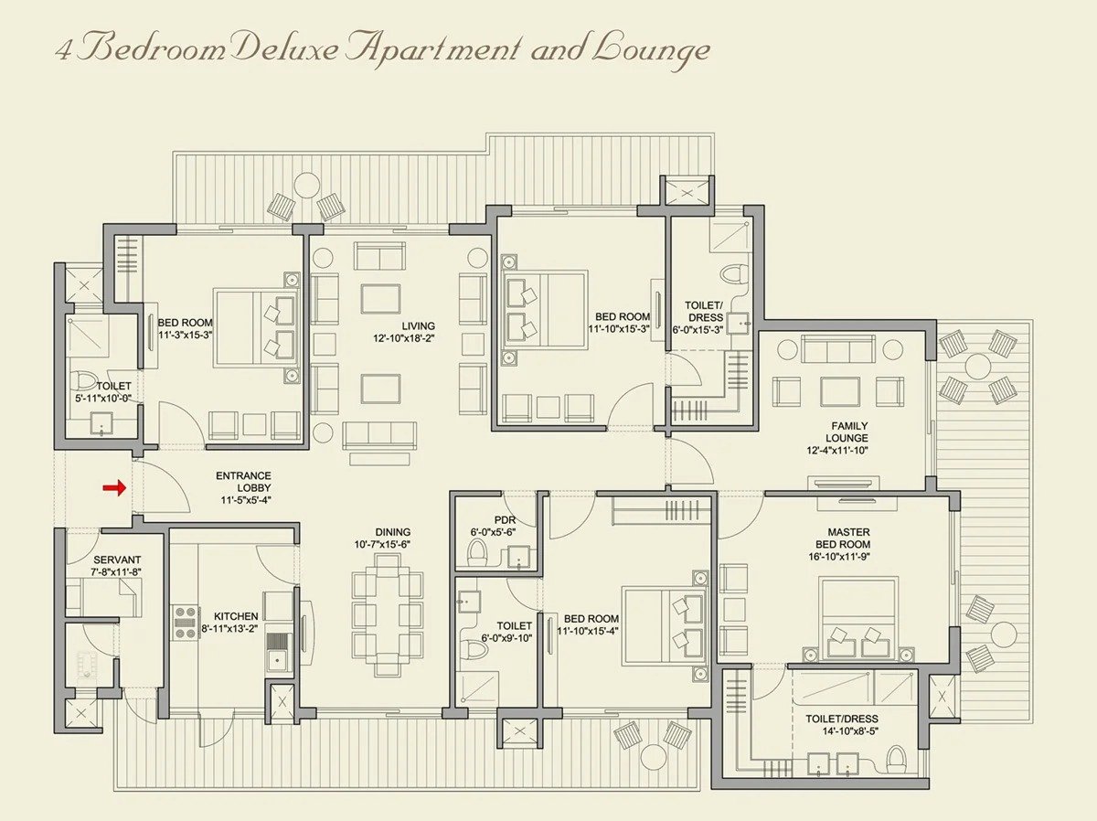 4 BHK + FL+ SQ ( 3470 sq. ft.)